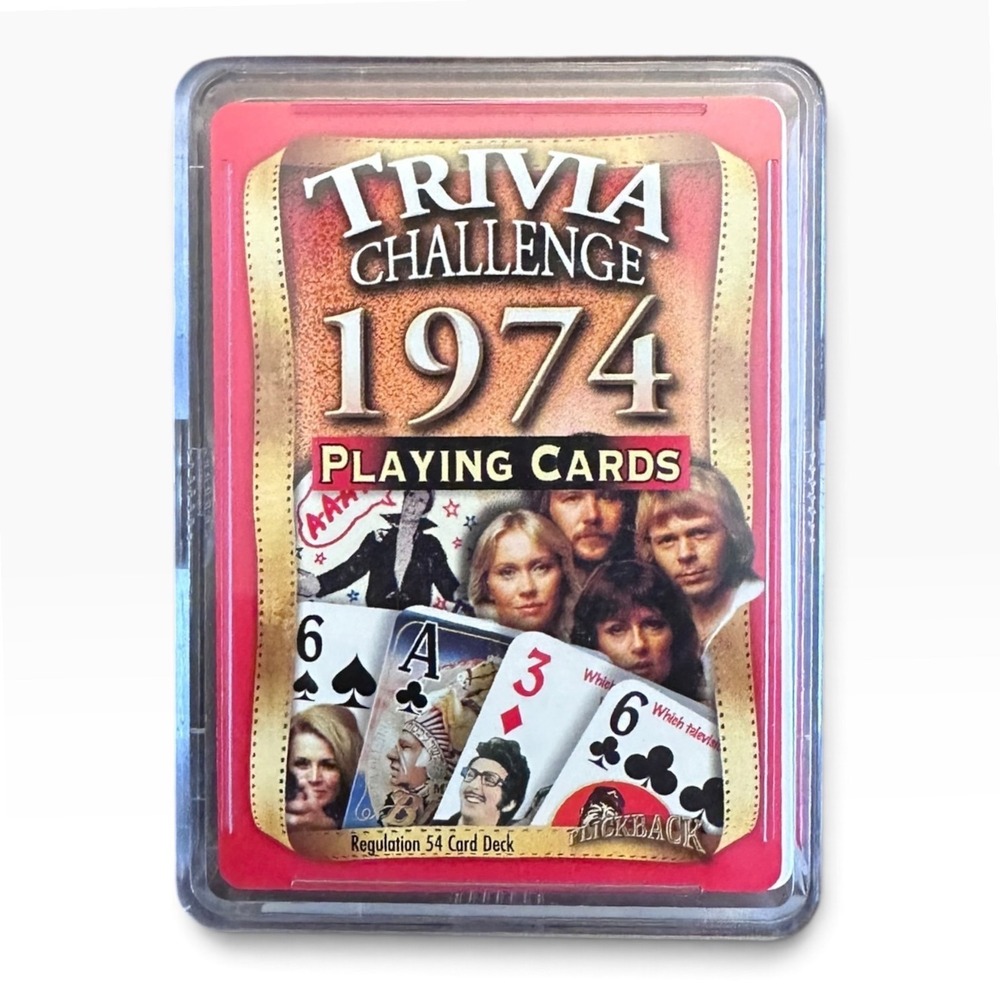 Flickback Trivia Challenge 1974 Playing Cards 54 Card Deck Retro Trivia Game
